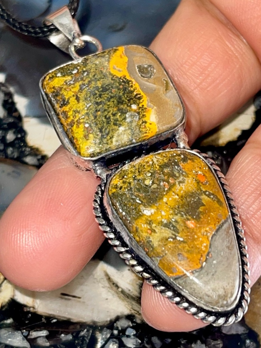 Indonesian Bumblebee Jasper Crystal Pendant  2 1/2”